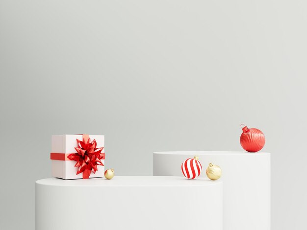 Cartão de Natal com pódio e brinquedos de férias para exposição e apresentação de produtos