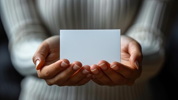 Foto cartão de papel branco em branco para publicidade mockup espaço de cópia para texto photoreali