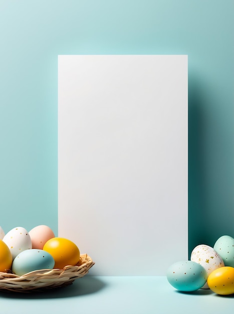 Foto cartão de páscoa com ovos modelo de cartão de pascua minimalista cartão de passagem feliz copyspace de pascua