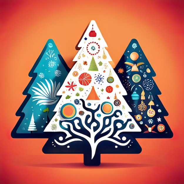 Foto cartão de saudação com árvore de natal estilizada