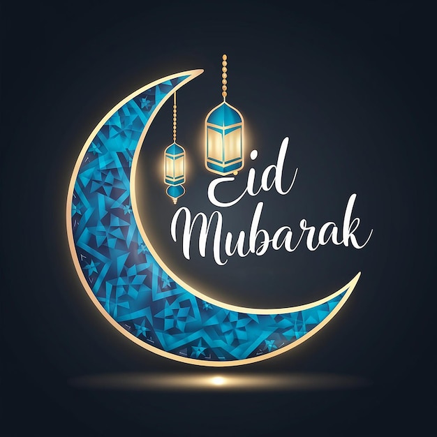 Cartão de saudação de Eid com crescente decorativo