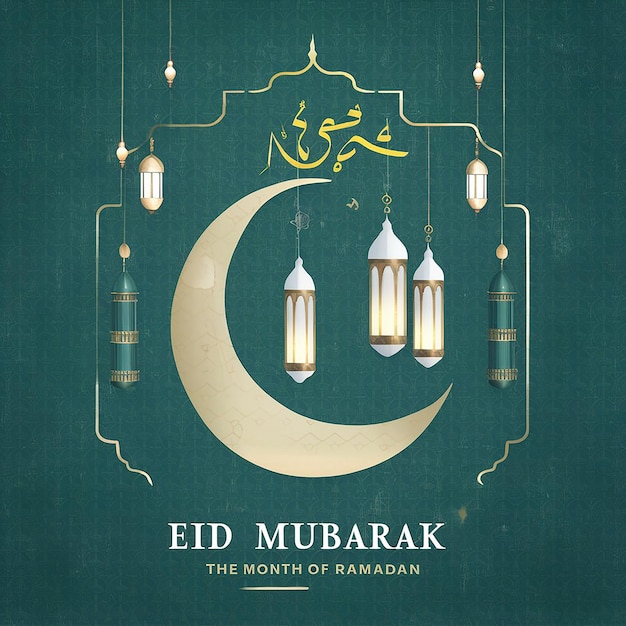 Cartão de saudação de Eid com mesquita decorativa