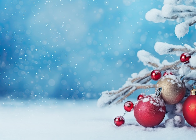 Cartão de saudação de Natal com bolinhas e abeto coberto de neve