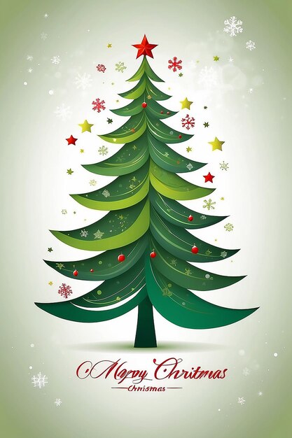 Foto cartão de saudação de natal com ilustração estilizada da árvore de natal