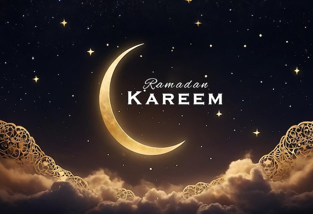 Cartão de saudação de Ramadan Kareem Feliz ramadan fundo do conceito AI gerador