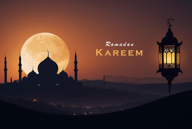 Cartão de saudação de Ramadan Kareem Feliz ramadan fundo do conceito AI gerador