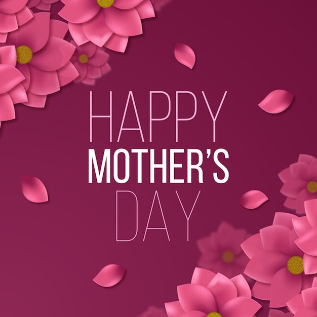 Cartão de saudação do Dia da Mãe com flores cor-de-rosa