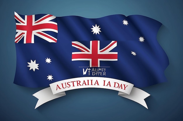 Foto cartão de saudação do dia feliz da austrália feriado nacional australiano 26 de janeiro elemento de design bandeira 3d
