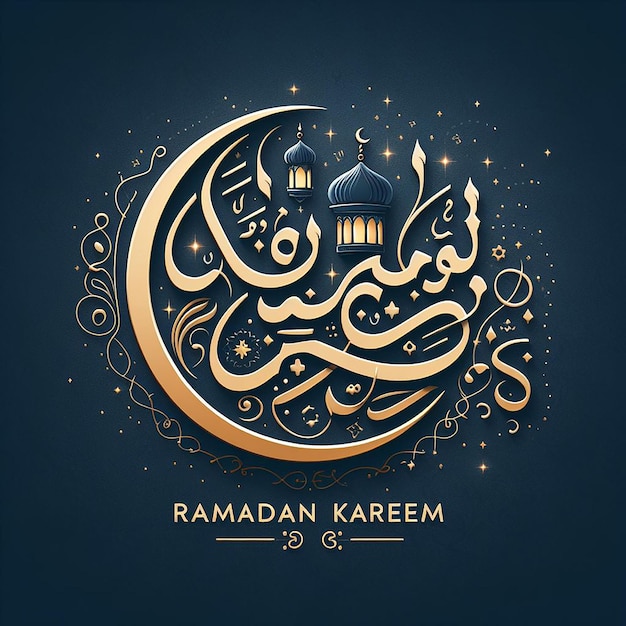 Foto cartão de saudação do ramadan kareem em caligrafia árabe ai generative