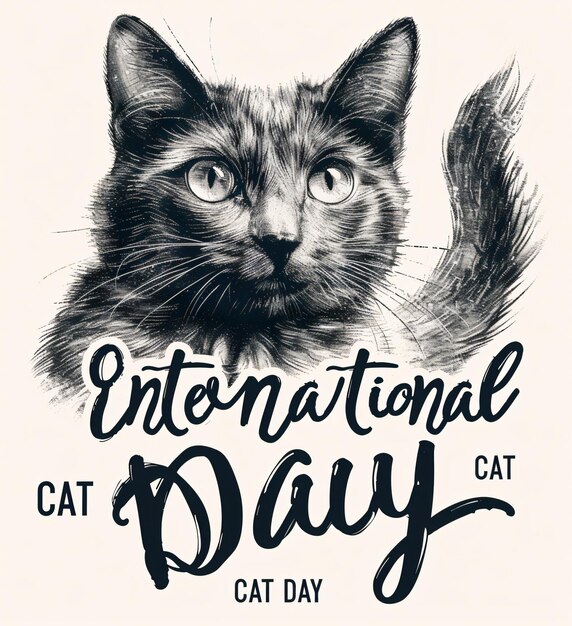 Foto cartão de saudação para o dia internacional do gato com adoráveis patas de gato ilustração vetorial em um s plano