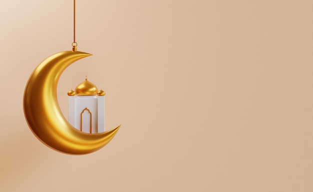 Cartão de saudação ramadan kareem fundo islâmico ilustração 3d