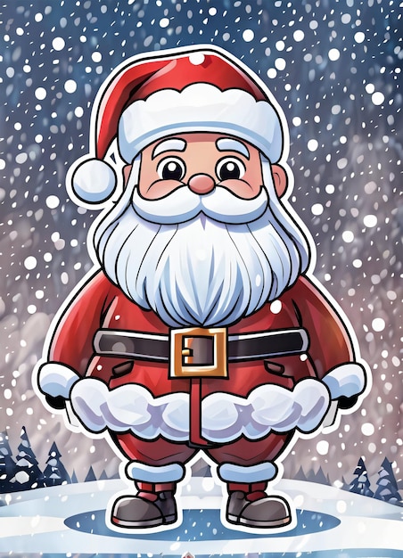 Cartão De Saudações Cute Cartoon Christmas Santa Illustration