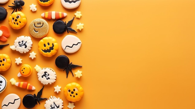 Cartão de saudações de Halloween cópia de espaço isolado em fundo amarelo