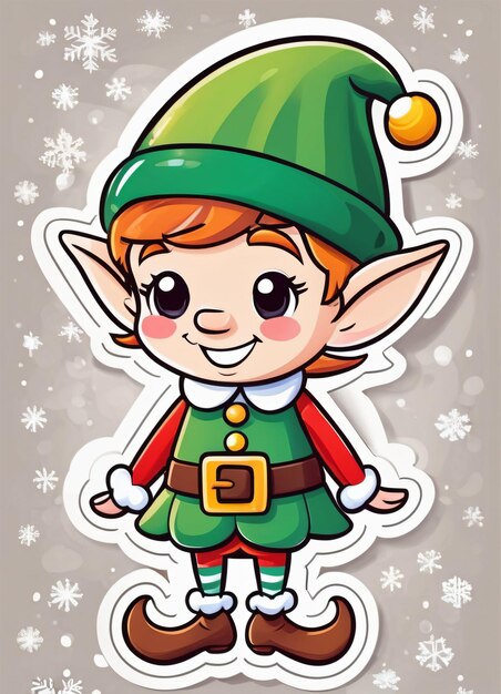 Foto cartão de saudações ilustração de elfo de natal fofo