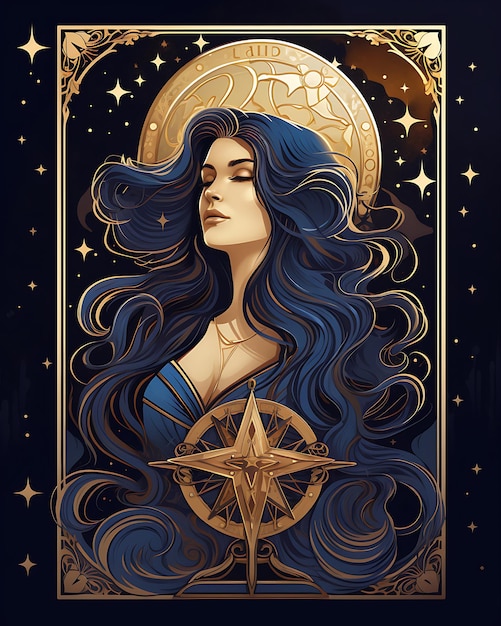 Cartão de Tarot com Ilustração Dourada