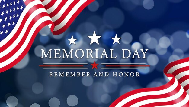Cartão de texto do Memorial Day dos Estados Unidos com estrela nas cores da bandeira nacional dos Estados Unidos