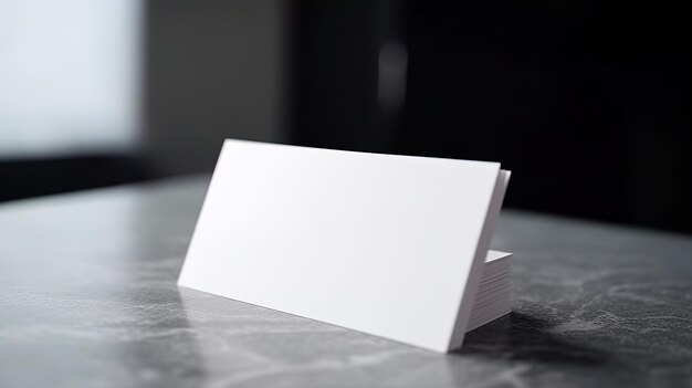 Foto cartão de visita em branco para maquete de fundo de papel texturizado branco na mesa