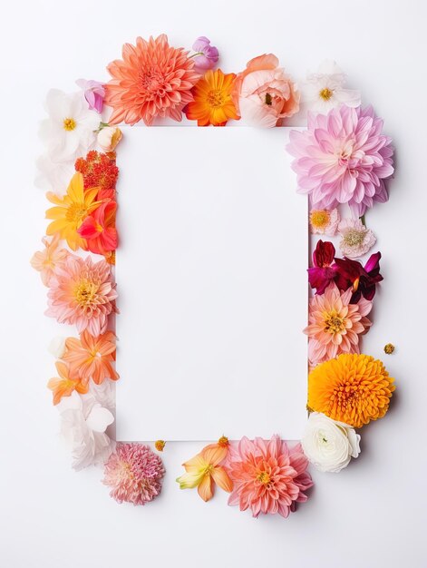 Foto cartão em branco com flores abstracto flores orgânicas flor floral em fundo branco para cartão de convite