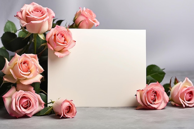 Cartão em branco para felicitações com rosas