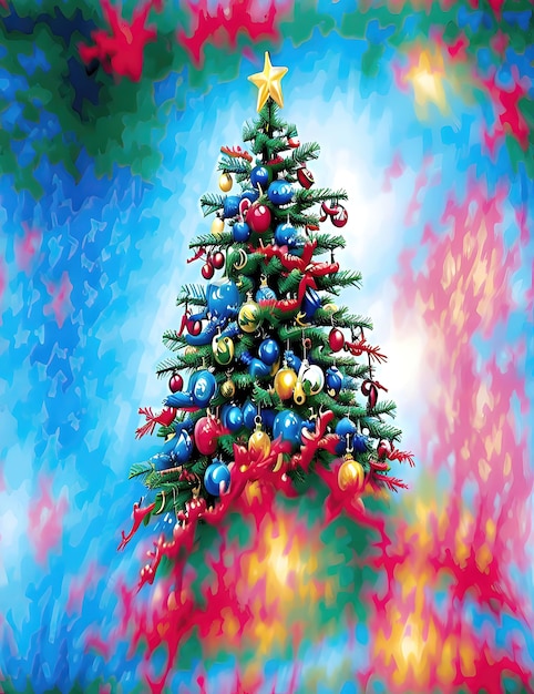 Foto cartão postal com árvore de natal de inverno e presentes ou presentes