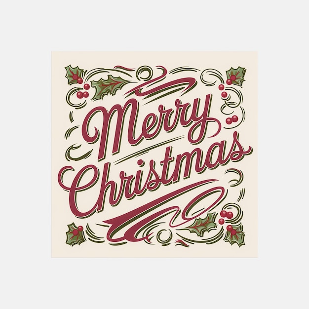 Cartão postal com inscrição "Feliz Natal" em fundo branco