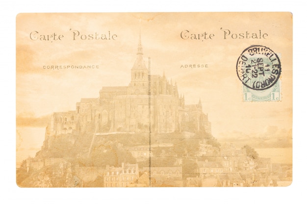 Cartão postal da velha paris com o mont saint michel