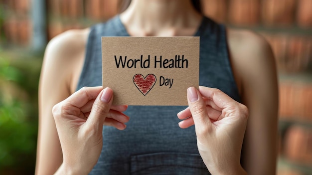 Cartão postal de feriado para o Dia Mundial da Saúde Com o texto Dia Mundial da Salud Dia Mundial da Sanidade Trabalhador Médico