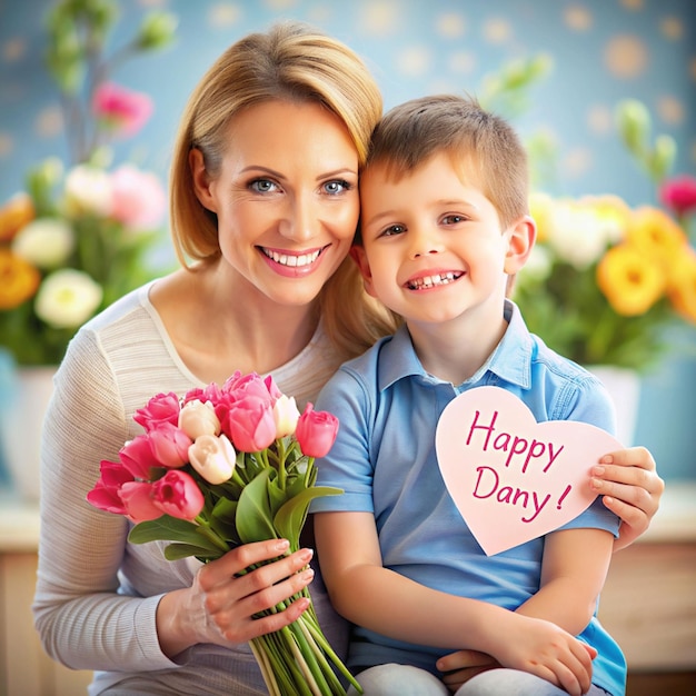 Cartão postal do Dia da Mãe com elementos voadores de papel e caixa de presente em fundo branco do céu Símbolos vetoriais de amor em forma de coração para design de cartão de saudação