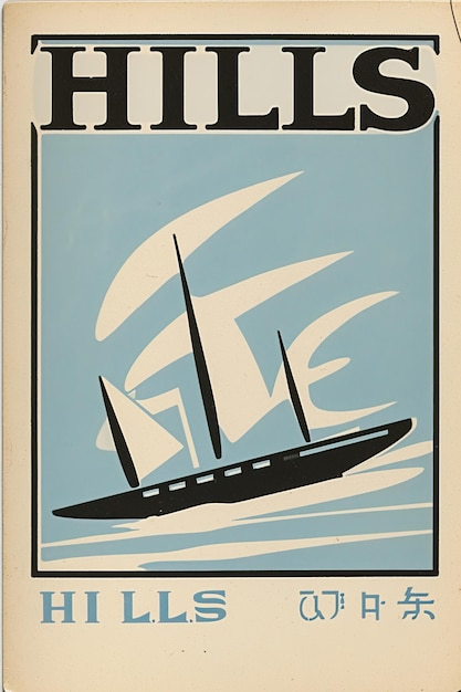 Foto cartão postal vintage art deco design logotipo do iate há