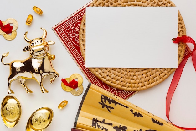 Foto cartão tradicional do ano novo chinês com cópia do espaço