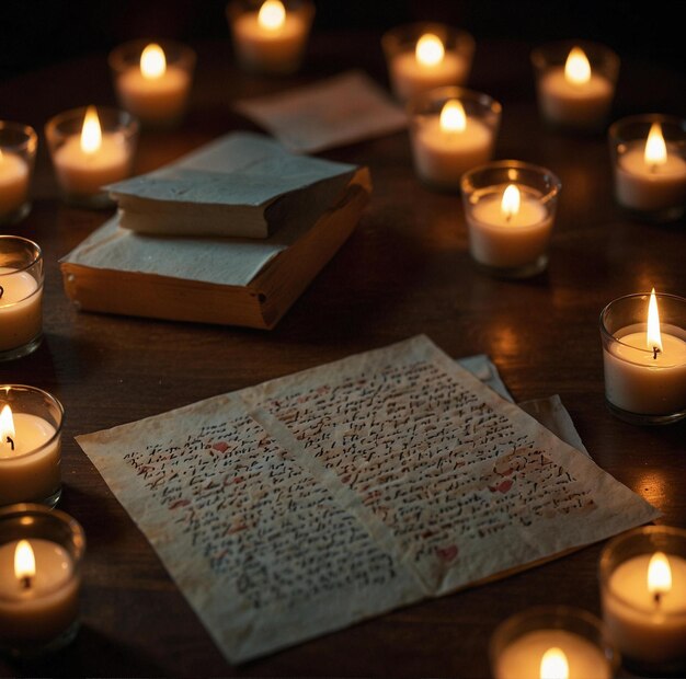 Foto cartas de amor à luz de velas