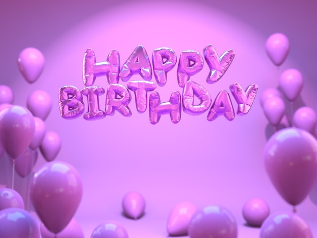 Cartas de aniversário rosa com balões