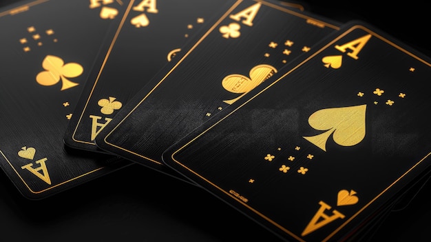 cartas de juego negras y doradas estilo vectorial realista