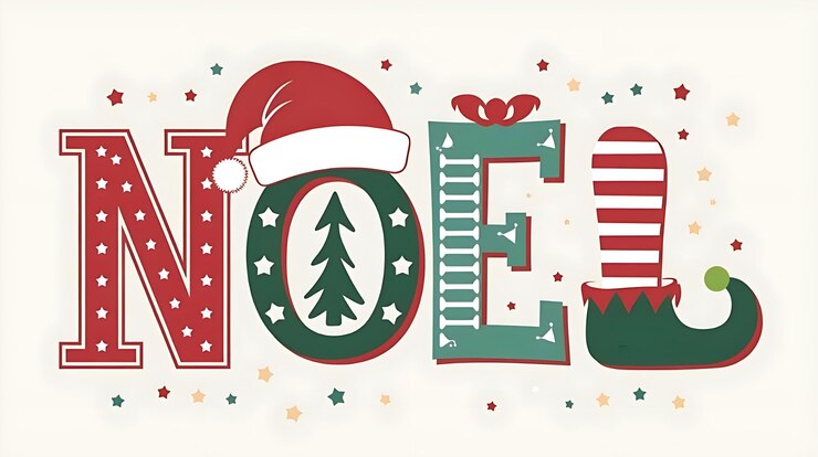 Foto cartas de noel creativas feliz navidad decoración caligrafía ilustración vectorial