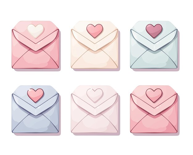 Foto cartas y sobres de amor ilustración vectorial de colores pastel suaves día de san valentín romántico