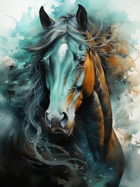 Cartaz artístico colorido da arte da parede do retrato bonito do cavalo