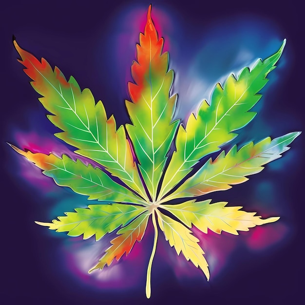 cartaz brilhante de cannabis arco-íris criado usando IA generativa