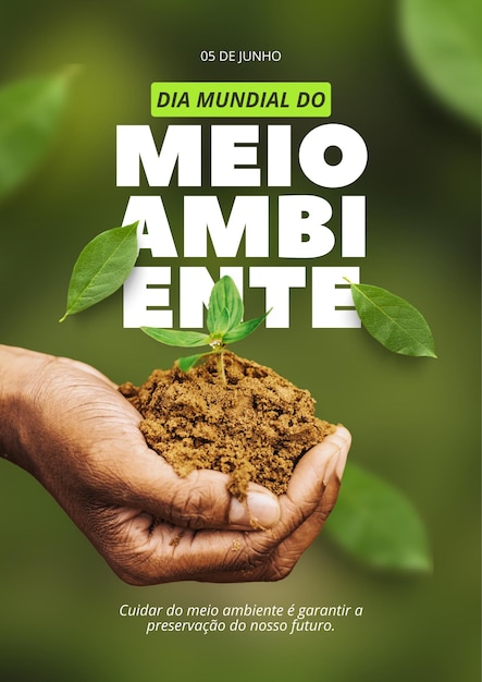 Cartaz comemorativo dia mundial do meio ambiente verde e branco 1