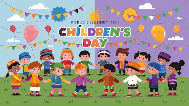 cartaz da festa de aniversário das crianças para a celebração do Dia das Crianças