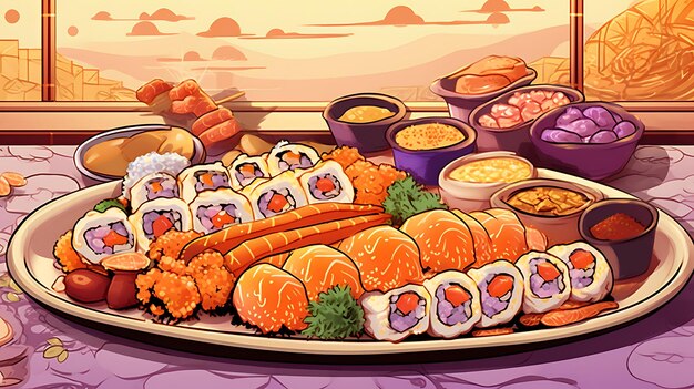 Foto cartaz de comida japonesa para um novo sabor do folheto do site de culinária japonesa