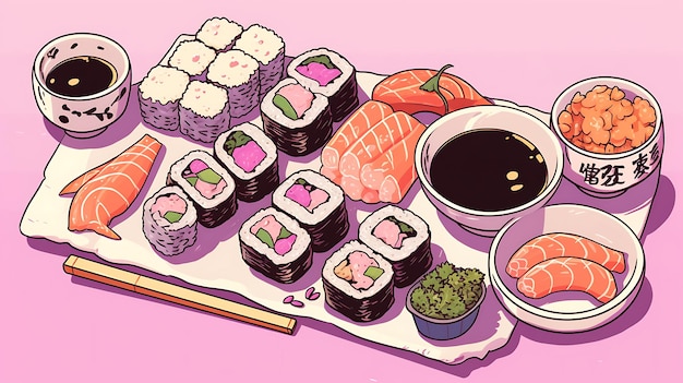 Foto cartaz de comida japonesa para um novo sabor do folheto do site de culinária japonesa