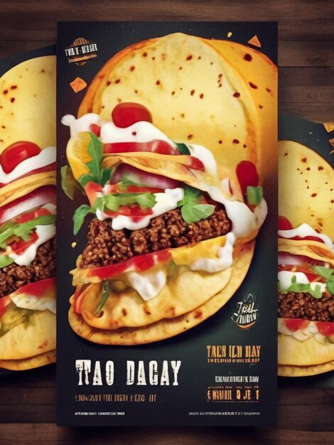 cartaz de comida mexicana com design de ilustração vetorial de tacos
