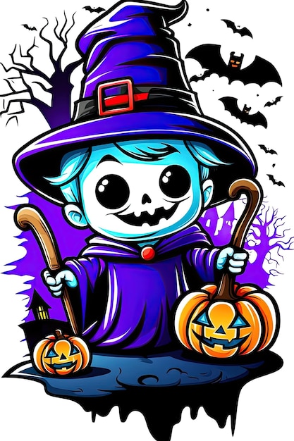 cartaz de desenho animado de Halloween