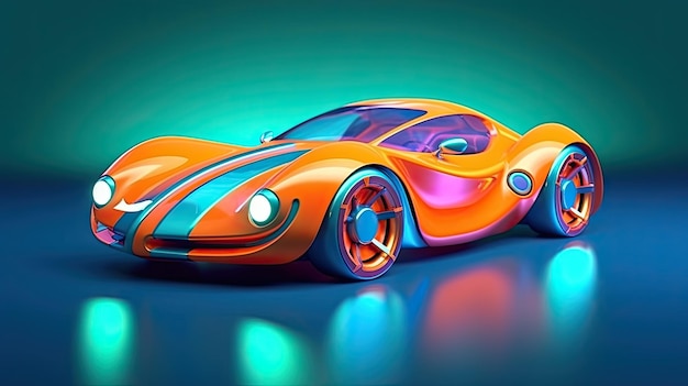 Cartaz de design de carro super estilo estilo retrofutirismo futurista carro esporte colorido Generative AI