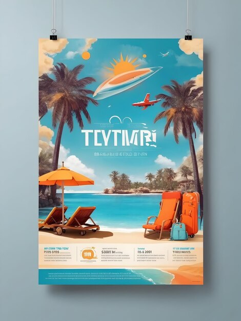 Cartaz de design de folheto de férias de viagem