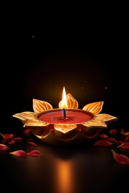 Cartaz de Diwali Projete as lâmpadas de óleo acesas com o festival de luzes Burning Diya