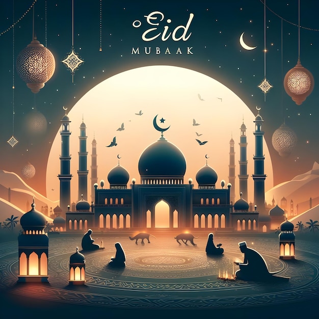 cartaz de Eid al fitr do festival islâmico Eid Mubarak