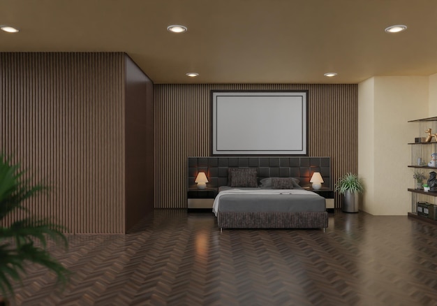 Cartaz de estilo interior mínimo Mock up o espaço de cópia da parede da sala de estar renderização em 3D