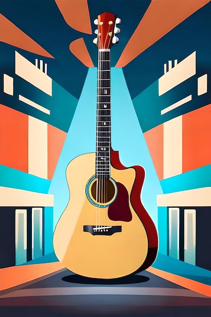 Cartaz de guitarra clássica retrô cartaz de música estilo retrô