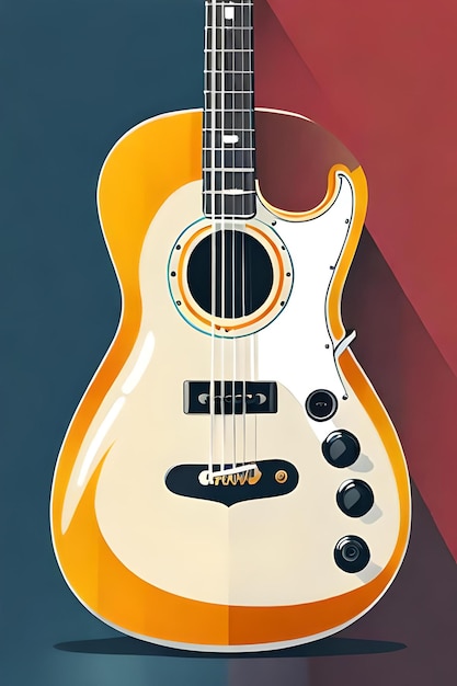 Cartaz de guitarra retrô e clássico corpo oco de guitarra elétrica